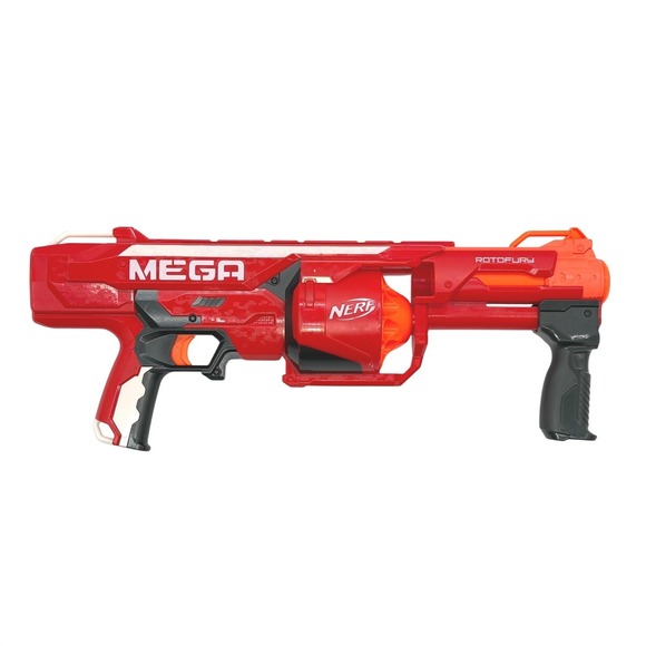 Nerf Other - Nerf N-Strike MEGA Rotofury Blaster Red Rotating Drum Slam Fire Pump Action Gun